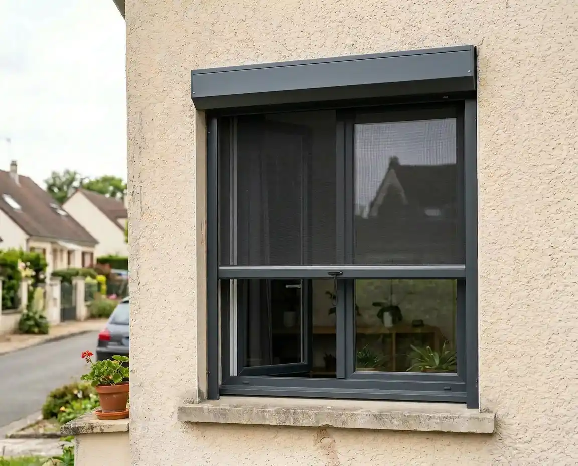 Moustiquaire standard sur mesure installée sur une fenêtre
